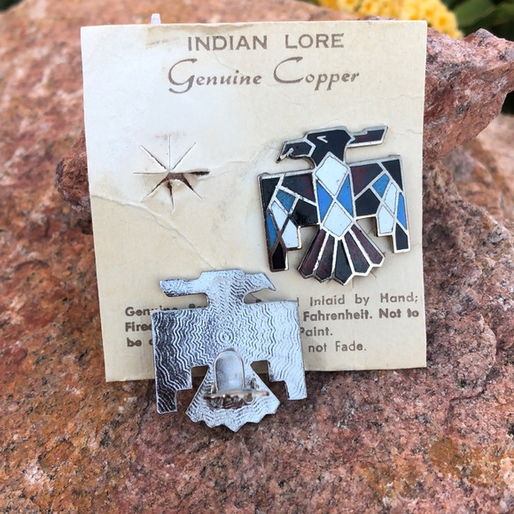 Vintage Native Thunder Bird Clip On Earrings - Picture 5 of 5